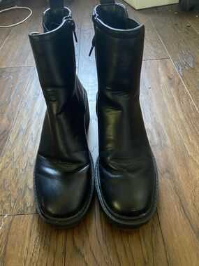 Women’s Black Leather Zip Ankle Boots